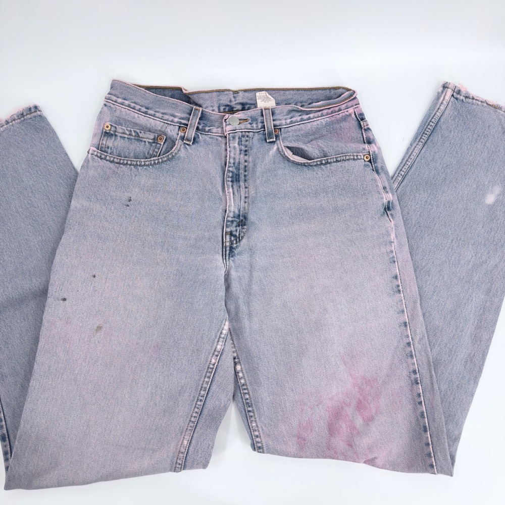 Levi's 550 Relaxed Fit Jeans 90s Vintage Women Size 33 Light Wash Blue Pink Dye